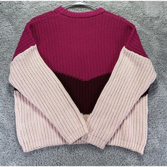 Guess Sweater Womens Pink Brown Colorblock Chunky‎ Knit Small - Picture 3 of 9
